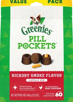 Greenies Capsule Pill Pockets Dog Treats Hickory Smoke 15.8-oz 60 Count