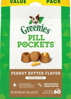 Greenies Capsule Pill Pockets Dog Treats Peanut Butter 15.8-oz 60 Count