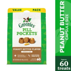 Greenies Capsule Pill Pockets Dog Treats Peanut Butter 15.8-oz 60 Count