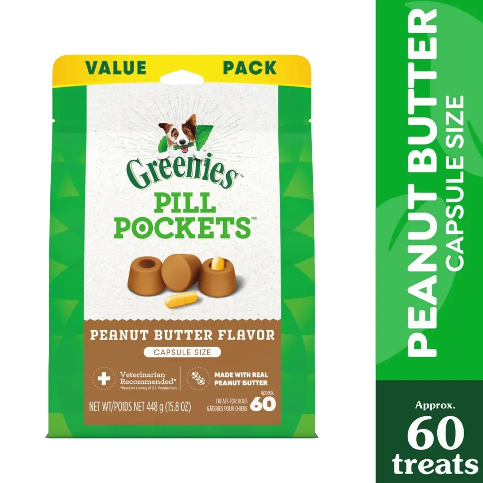 Greenies Capsule Pill Pockets Dog Treats Peanut Butter 15.8-oz 60 Count