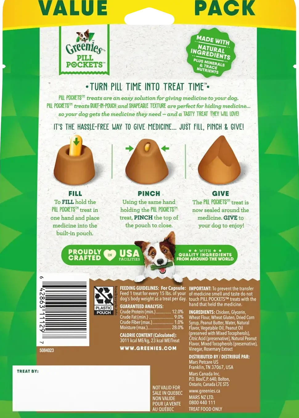 Greenies Capsule Pill Pockets Dog Treats Peanut Butter 15.8-oz 60 Count