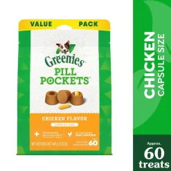 Greenies Capsule Pill Pockets Dog Treats Chicken 15.8-oz 60 Count