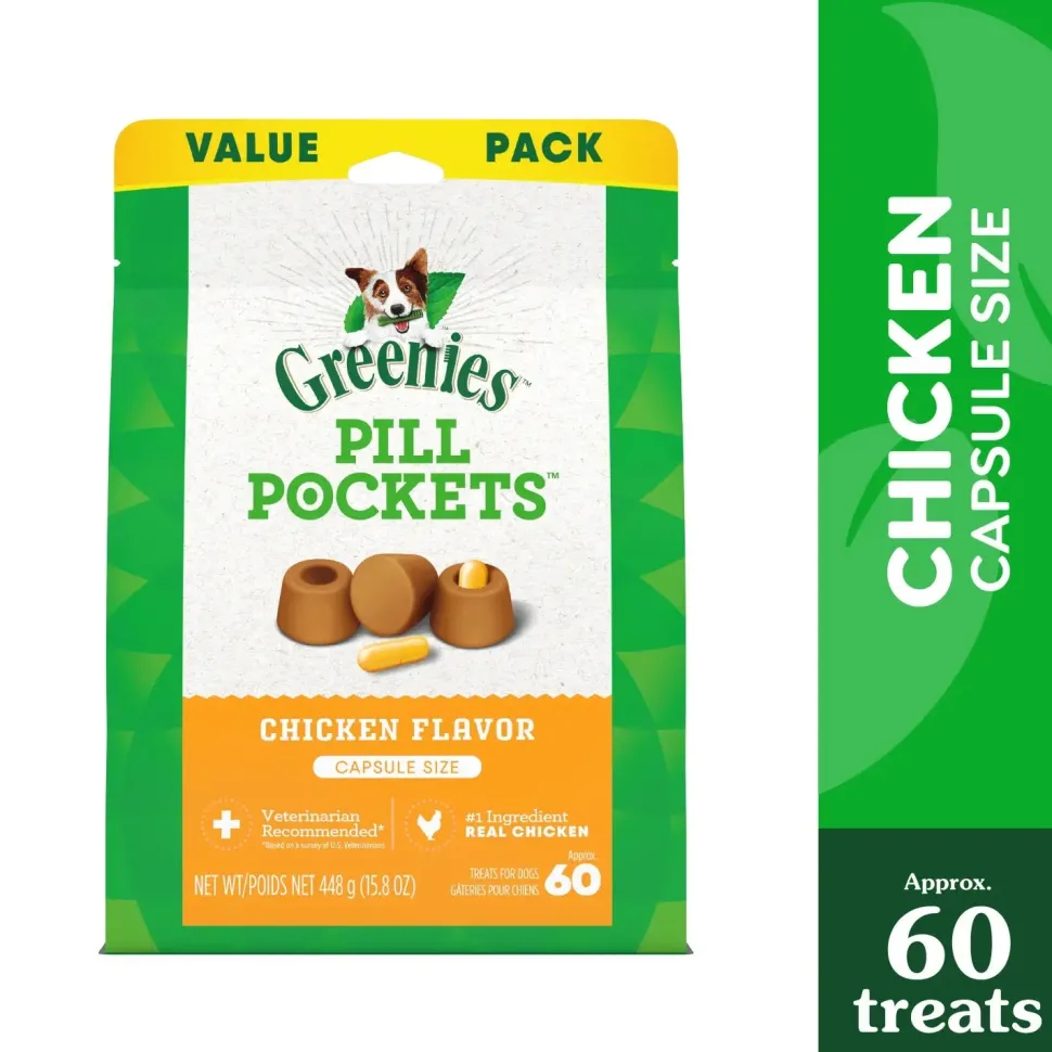 Greenies Capsule Pill Pockets Dog Treats Chicken 15.8-oz 60 Count