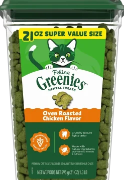 Greenies Feline Oven Roasted Chicken Adult Cat Dental Treats 21-oz