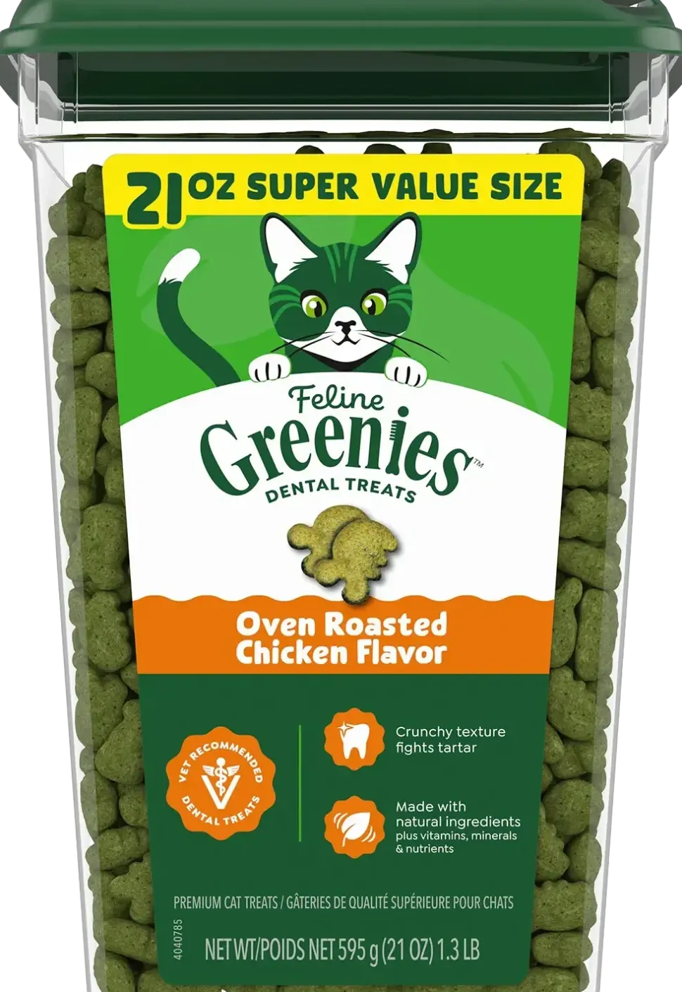 Greenies Feline Oven Roasted Chicken Adult Cat Dental Treats 21-oz