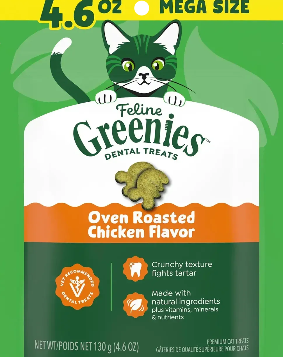 Greenies Feline Oven Roasted Chicken Adult Cat Dental Treats 4.6-oz
