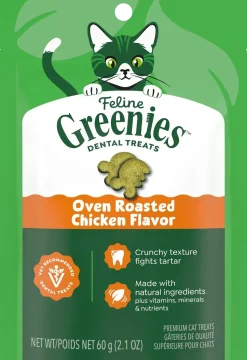 Greenies Feline Oven Roasted Chicken Adult Cat Dental Treats 2.1-oz