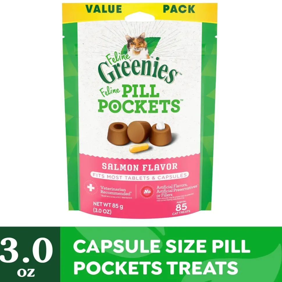 Greenies Feline Pill Pockets Cat Treats Salmon 3-oz 85 Count