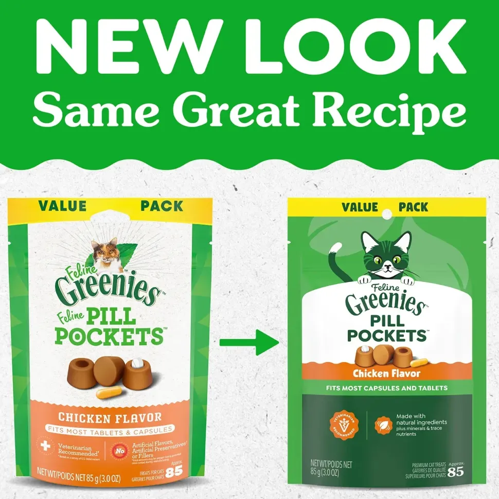 Greenies Feline Pill Pockets Cat Treats Chicken 3-oz 85 Count
