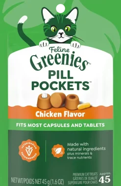 Greenies Feline Pill Pockets Cat Treats Chicken 1.6-oz 45 Count