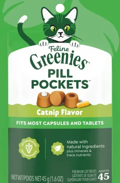 Greenies Feline Pill Pockets Cat Treats Catnip 1.6-oz 45 Count