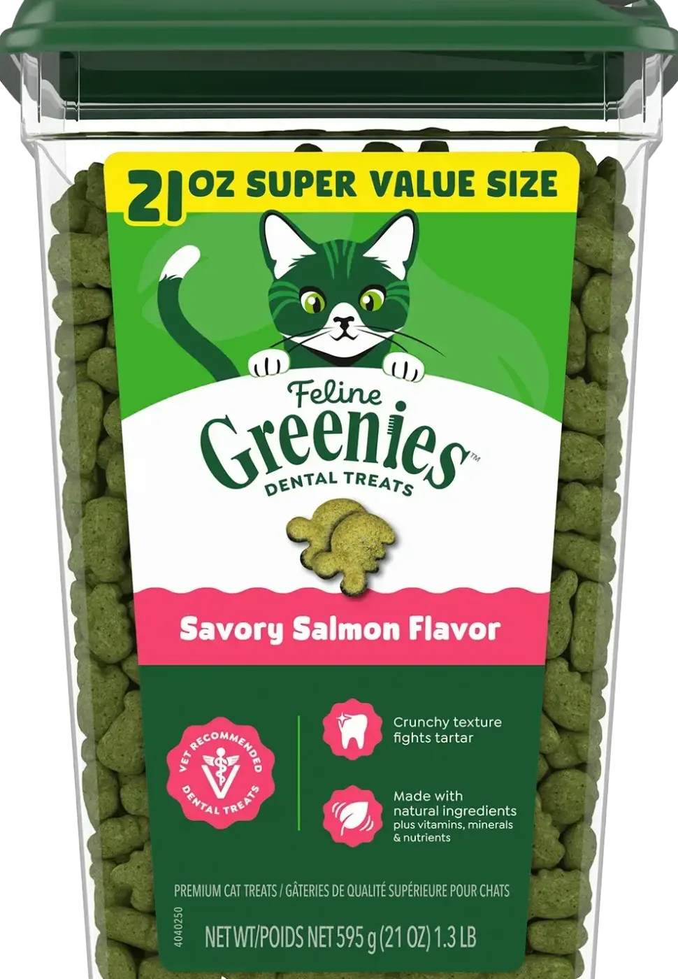 Greenies Feline Savory Salmon Adult Cat Dental Treats 21-oz