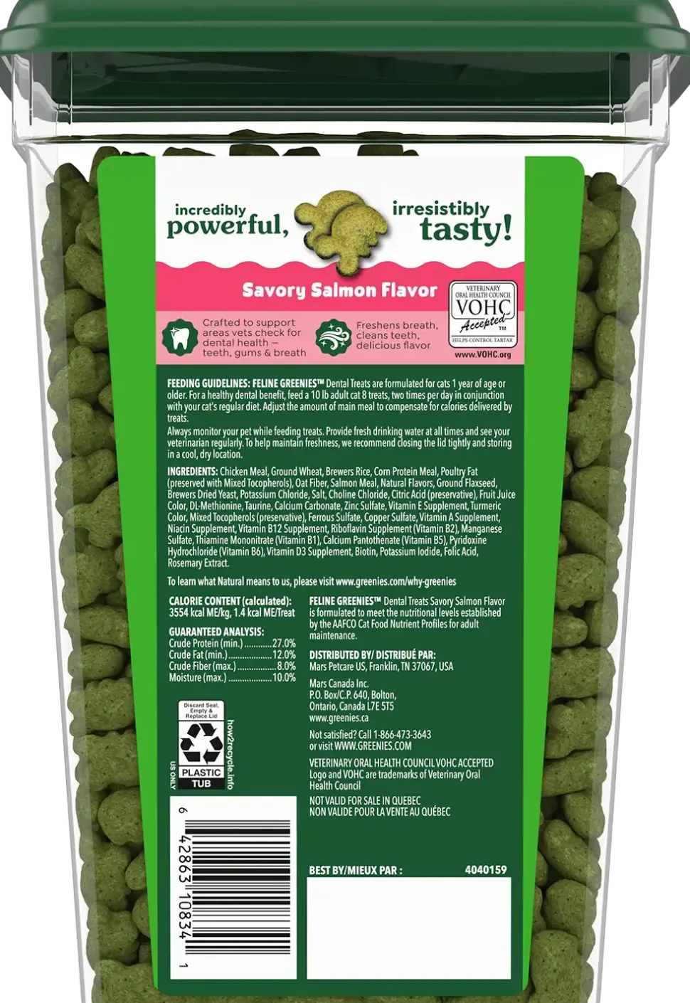 Greenies Feline Savory Salmon Adult Cat Dental Treats 21-oz