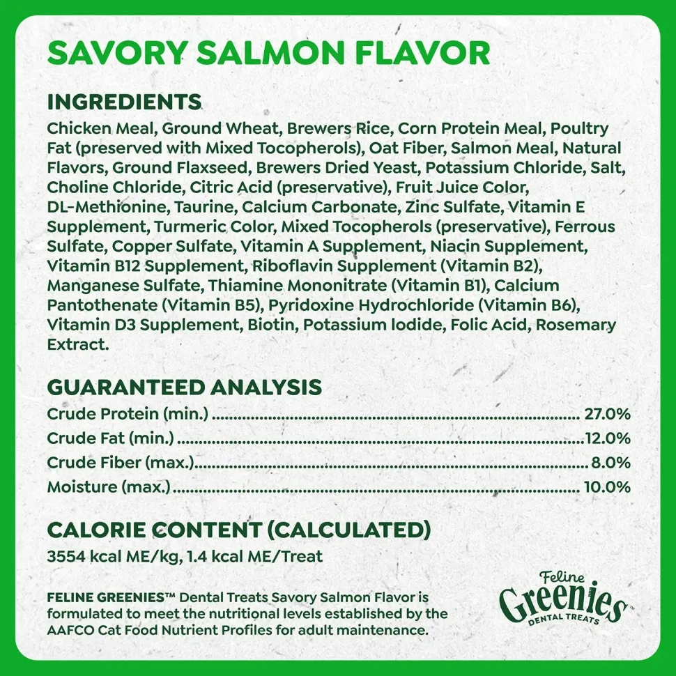 Greenies Feline Savory Salmon Adult Cat Dental Treats 21-oz