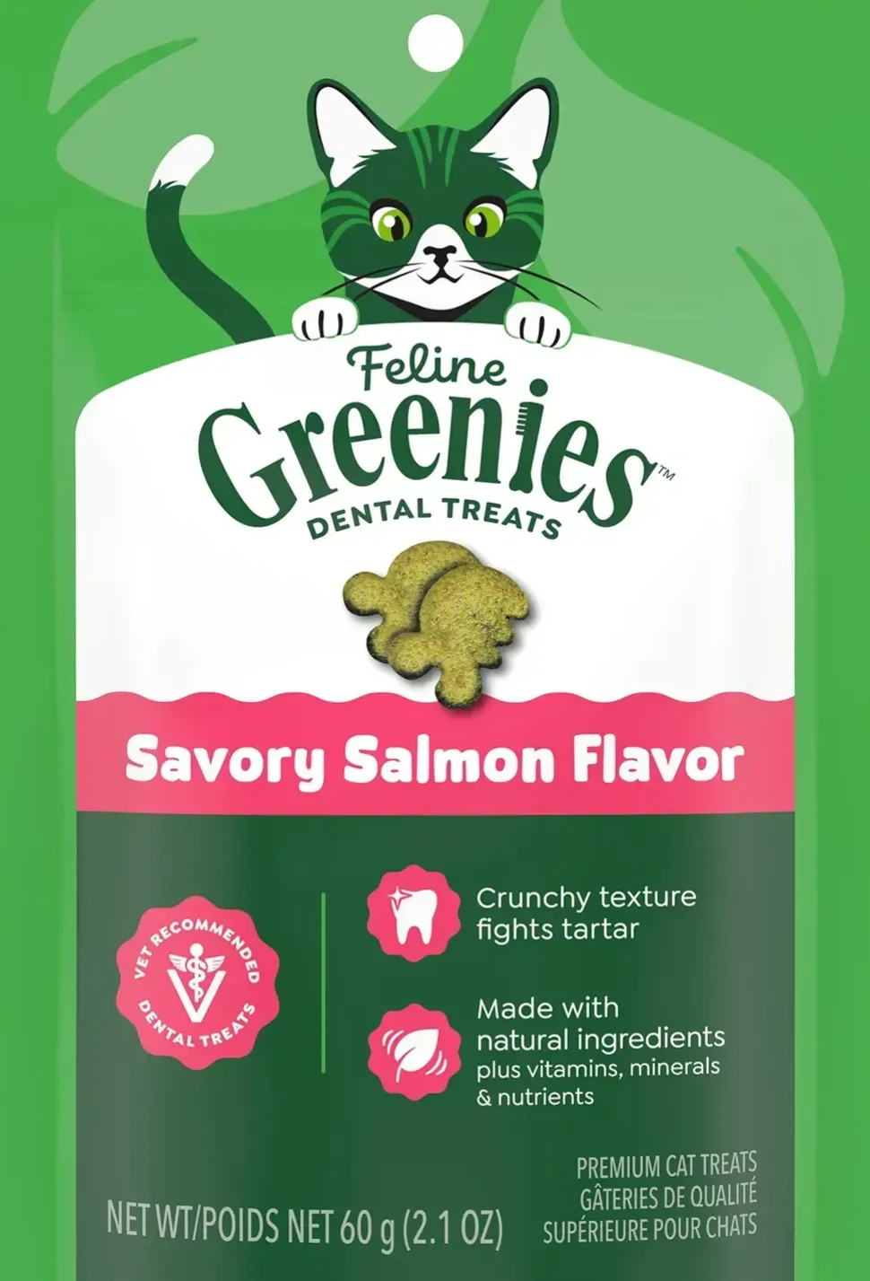 Greenies Feline Savory Salmon Adult Cat Dental Treats 2.1-oz