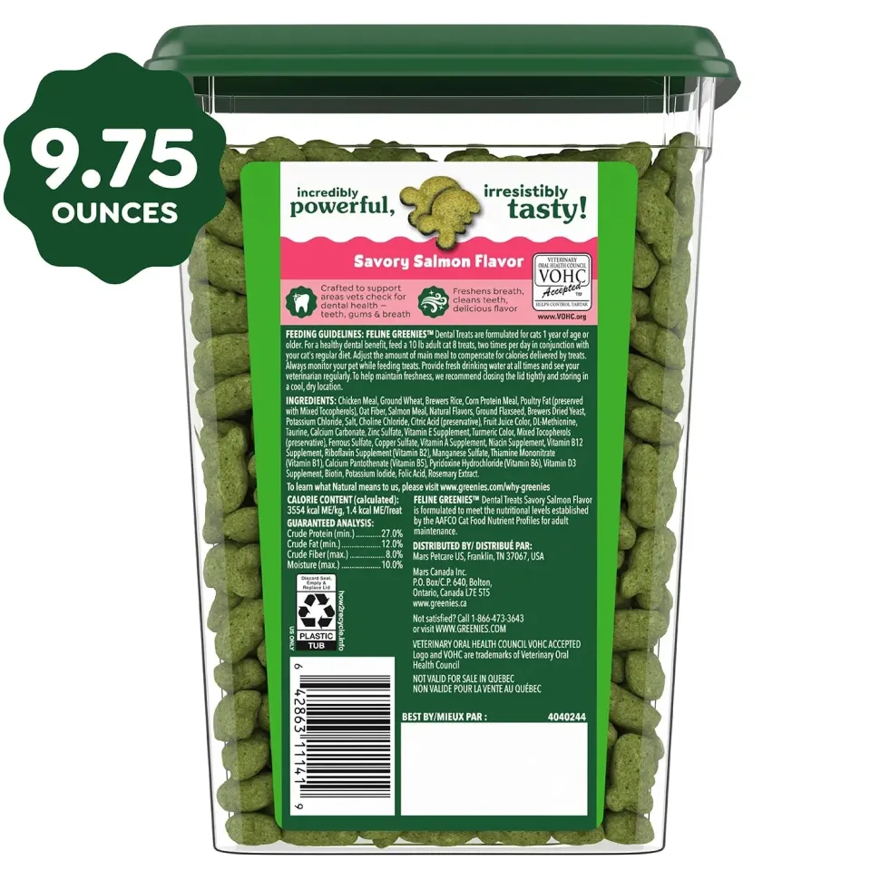 Greenies Feline Savory Salmon Adult Cat Dental Treats 9.75-oz