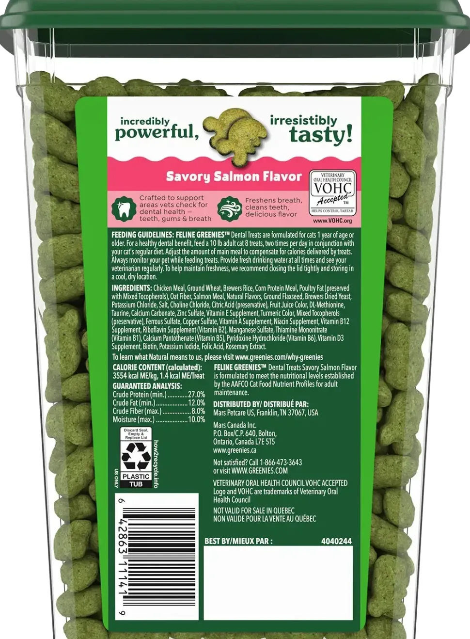 Greenies Feline Savory Salmon Adult Cat Dental Treats 9.75-oz