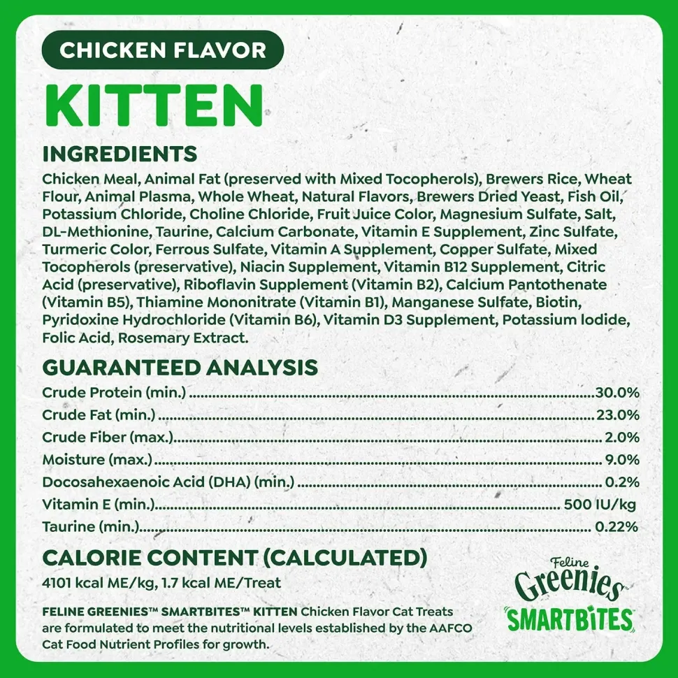 Greenies Feline SmartBites Chicken Healthy Kitten Treats 16-oz