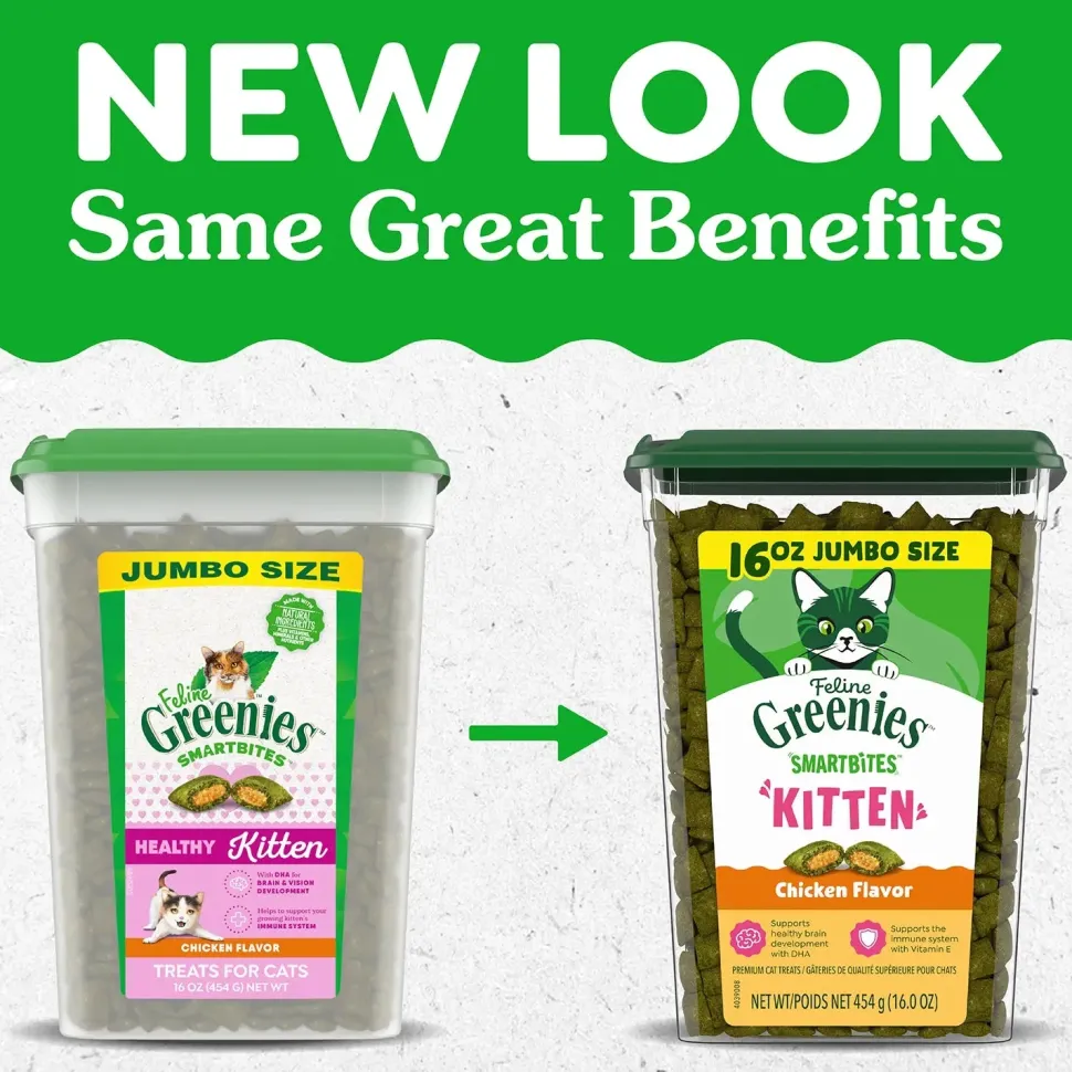 Greenies Feline SmartBites Chicken Healthy Kitten Treats 16-oz