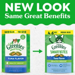 Greenies Feline SmartBites Healthy Indoor Tuna Cat Treats 4.6-oz