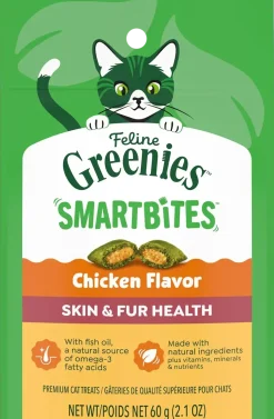 Greenies Feline Smartbites Healthy Skin & Fur Health Cat Treats Chicken 2.1-oz
