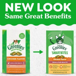 Greenies Feline Smartbites Healthy Skin & Fur Health Cat Treats Chicken 2.1-oz