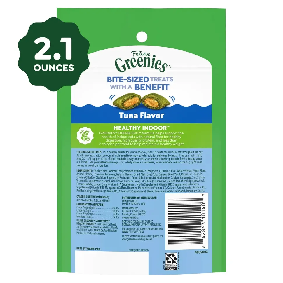 Greenies Feline SmartBites Healthy Indoor Tuna Cat Treats 2.1-oz