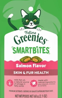 Greenies Feline Smartbites Healthy Skin & Fur Health Cat Treats Salmon 2.1-oz