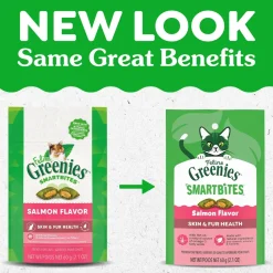 Greenies Feline Smartbites Healthy Skin & Fur Health Cat Treats Salmon 2.1-oz