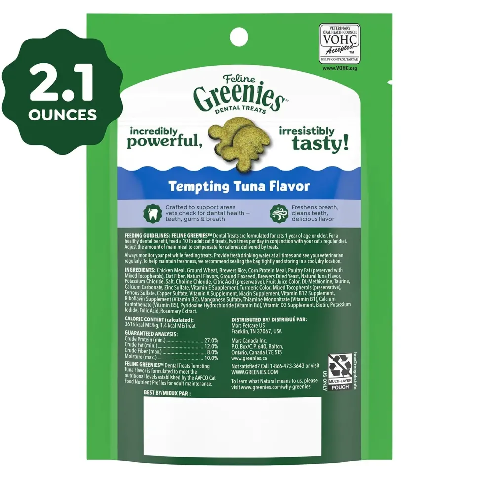 Greenies Feline Tempting Tuna Adult Cat Dental Treats 2.1-oz