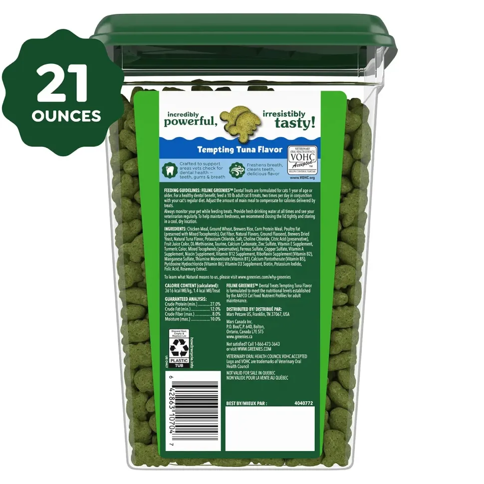 Greenies Feline Tempting Tuna Adult Cat Dental Treats 21-oz