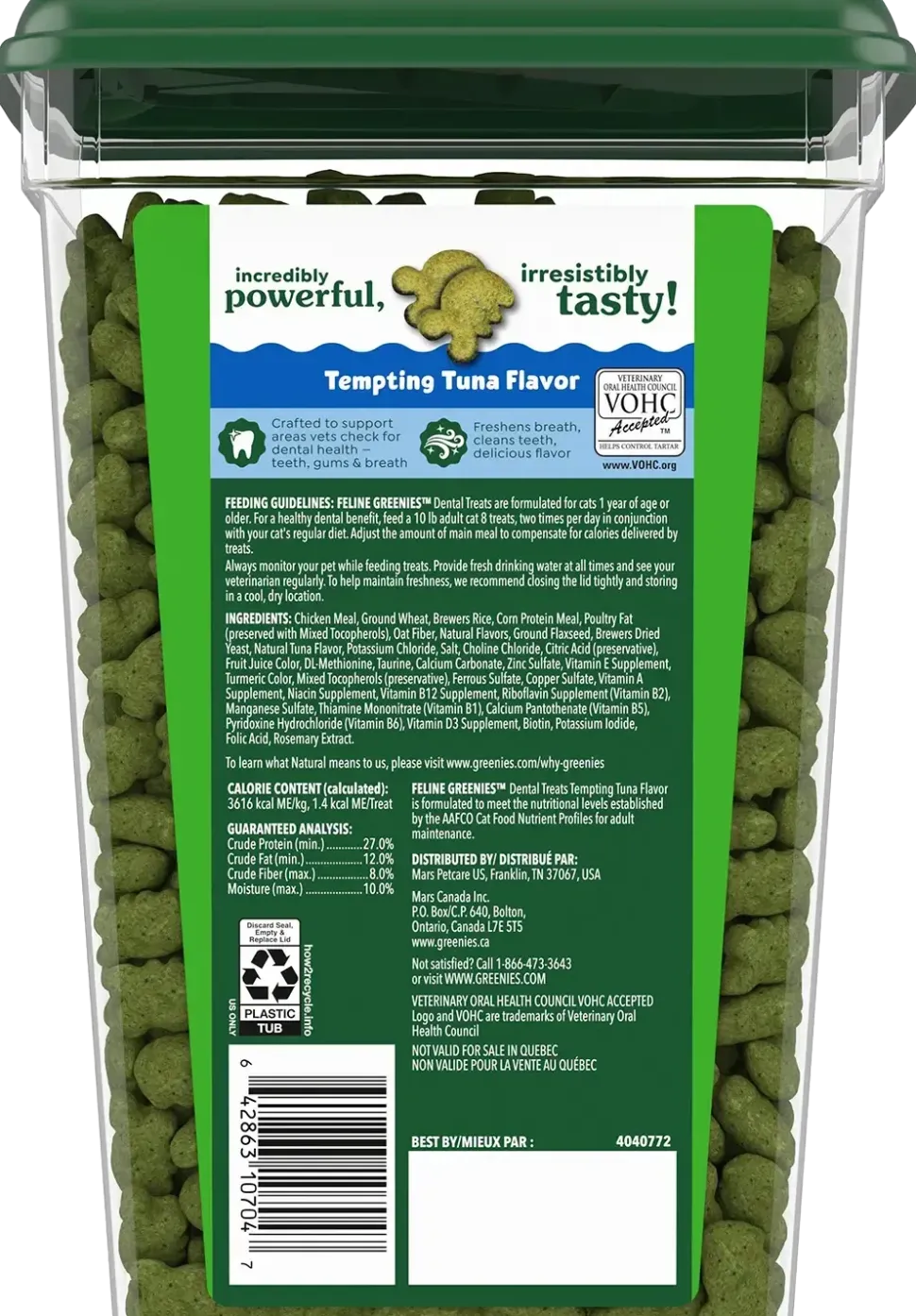 Greenies Feline Tempting Tuna Adult Cat Dental Treats 21-oz