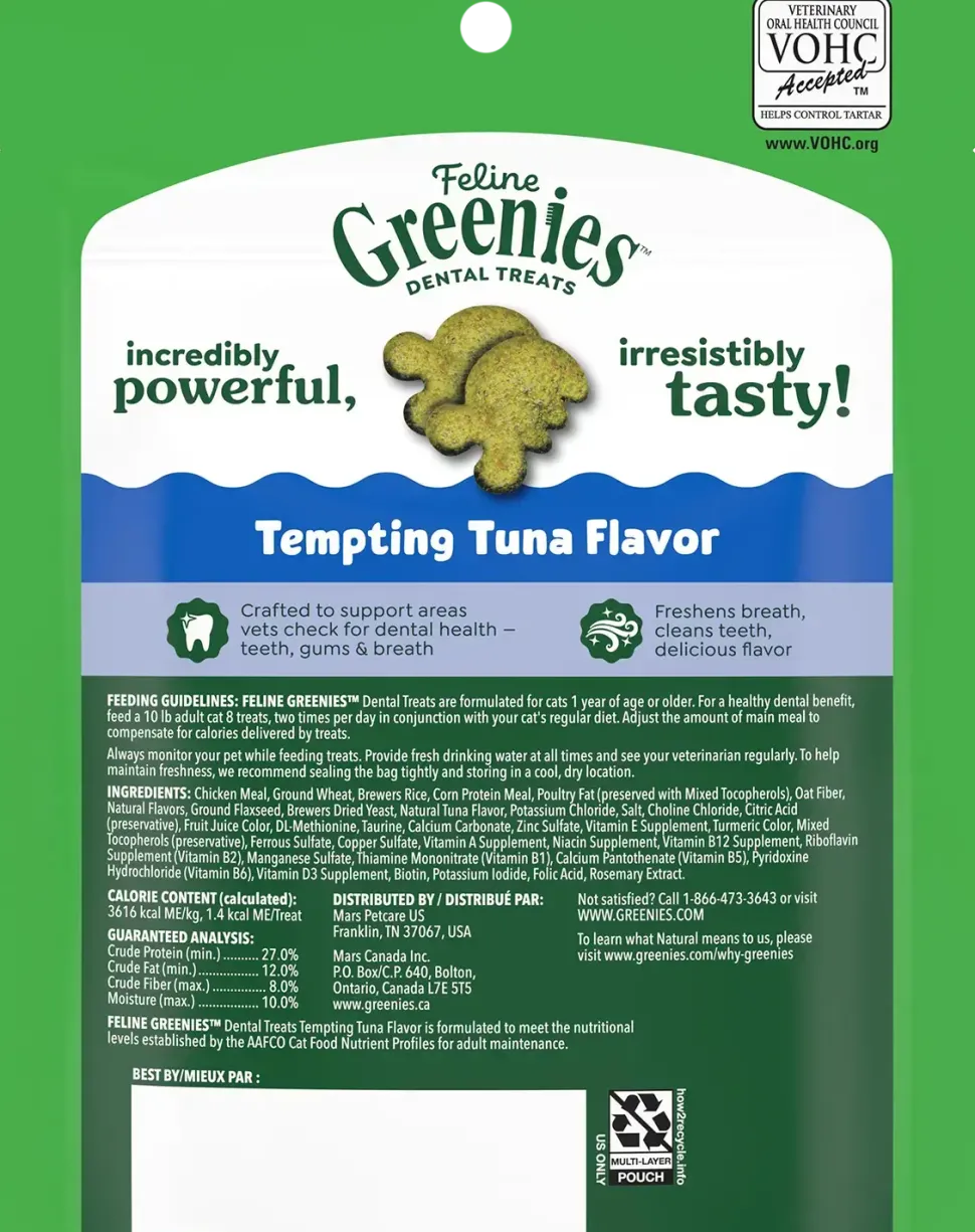 Greenies Feline Tempting Tuna Adult Cat Dental Treats 4.6-oz
