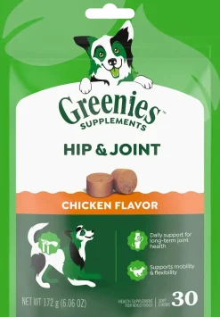 Greenies Hip & Joint Supplement Soft Chews for Adult Dogs Chicken Flavor 30 Count 6.08-oz