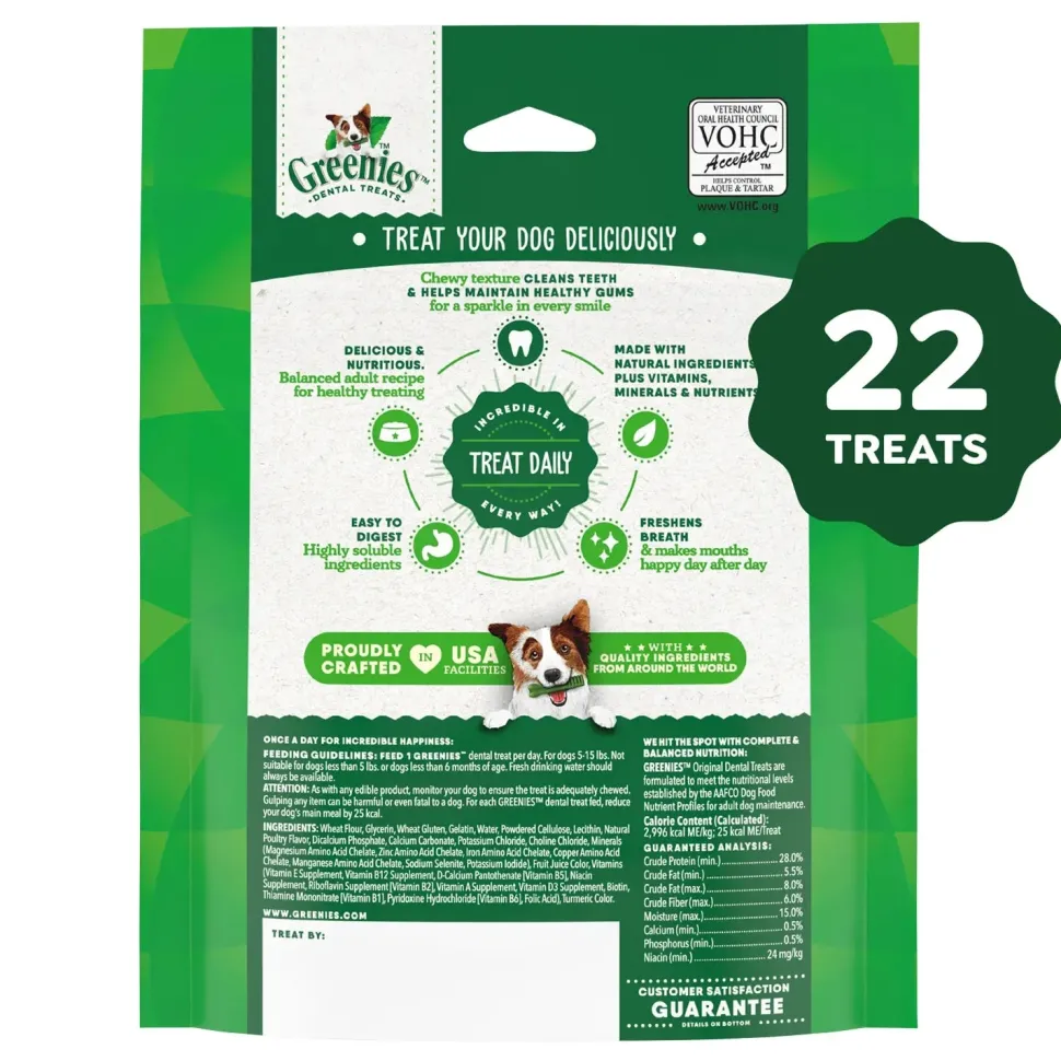 Greenies Original Dog Dental Treats Teenie 6-oz 22 Count