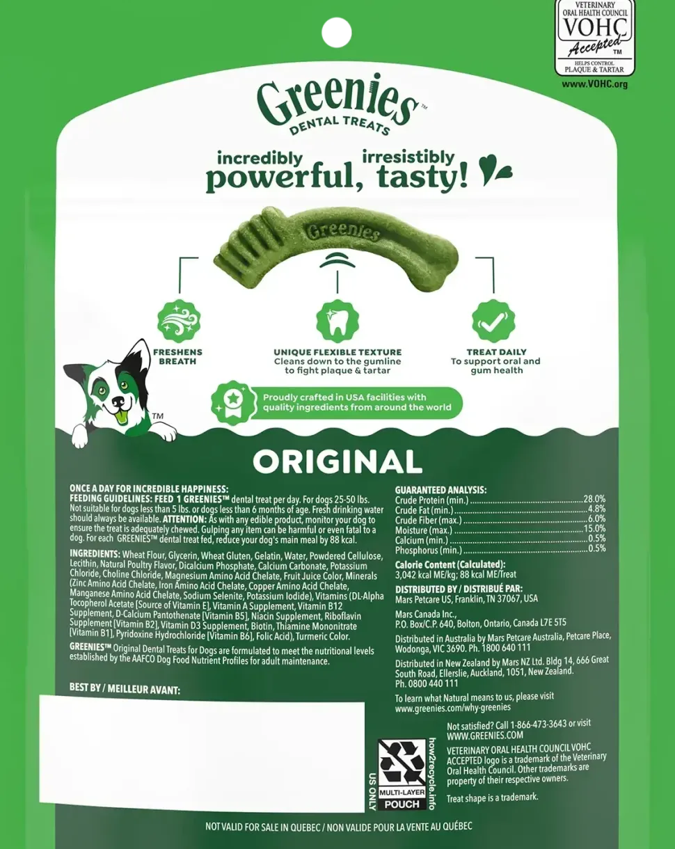 Greenies Original Dog Dental Treats Regular 6-oz 6 Count