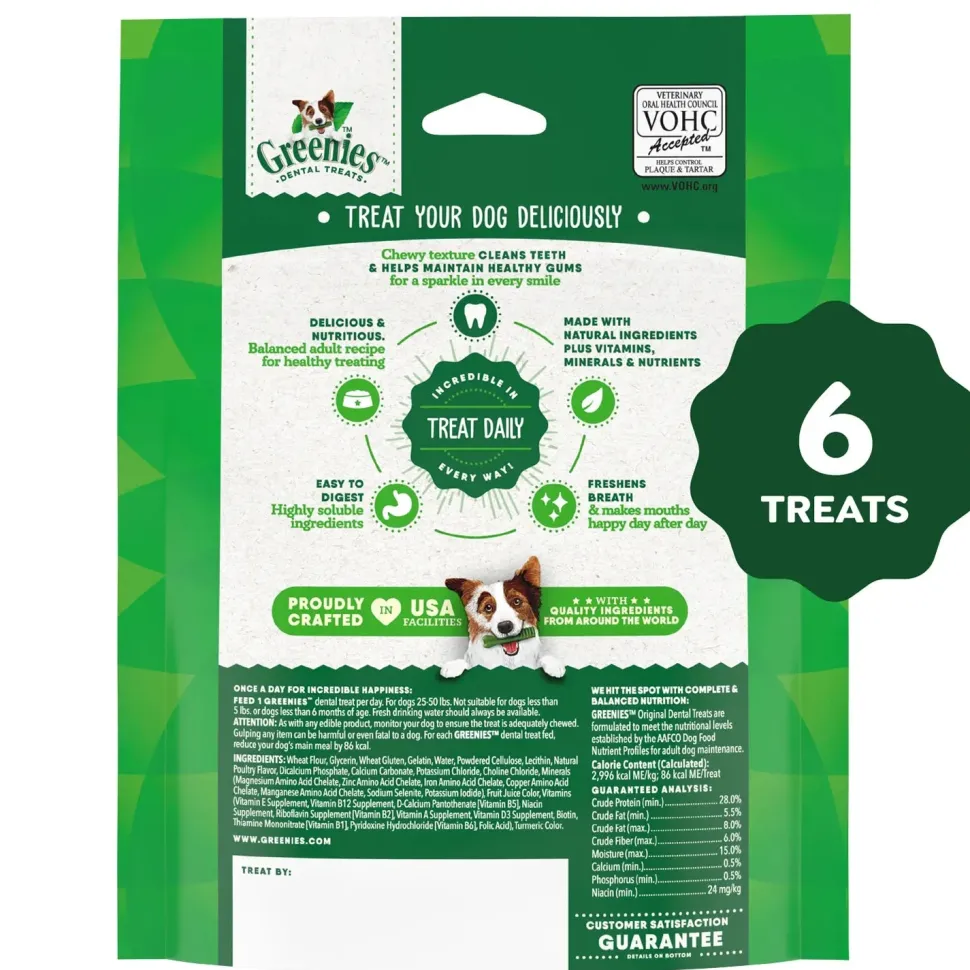 Greenies Original Dog Dental Treats Regular 6-oz 6 Count