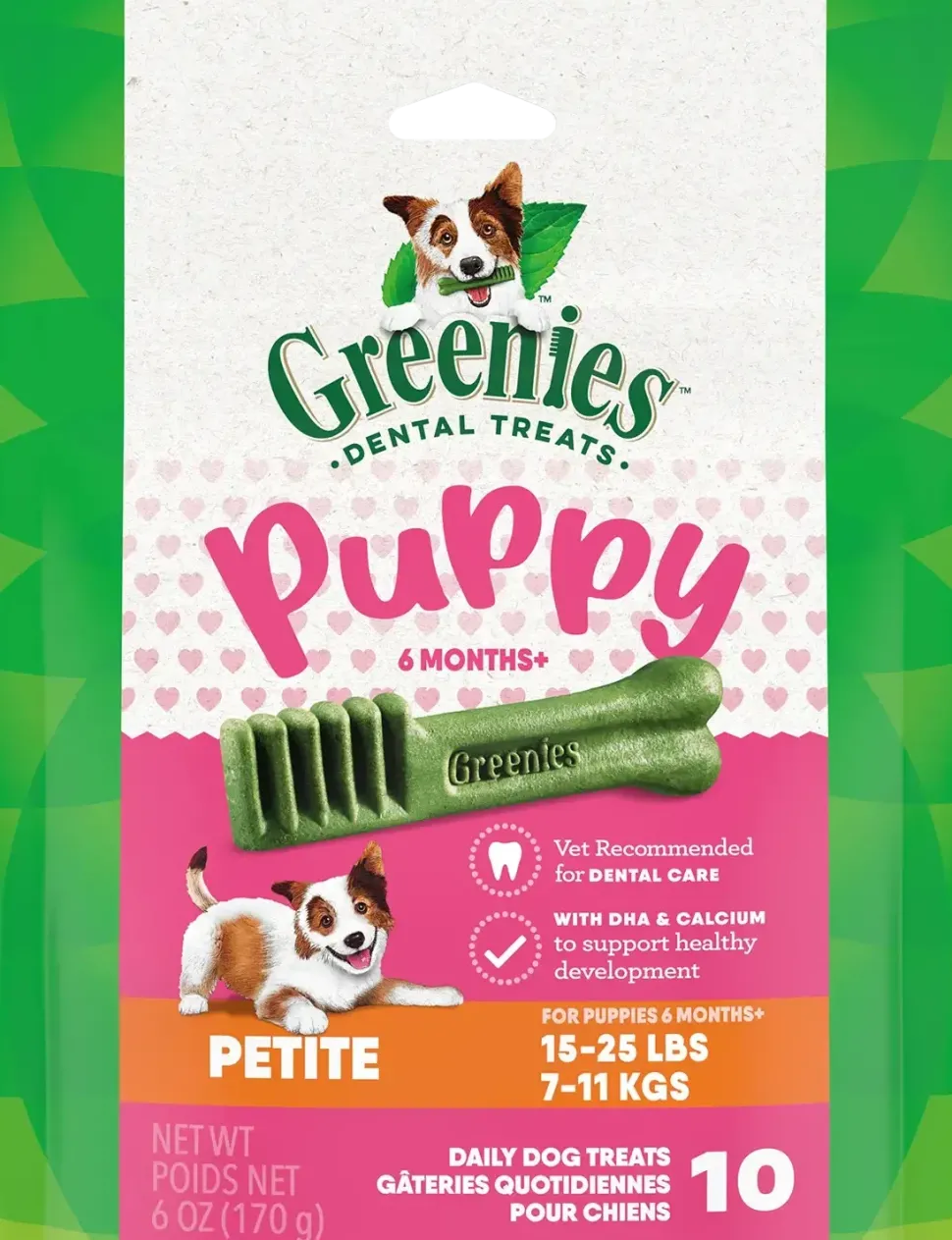 Greenies Puppy Dental Dog Treats Petite 10 Count 6-oz