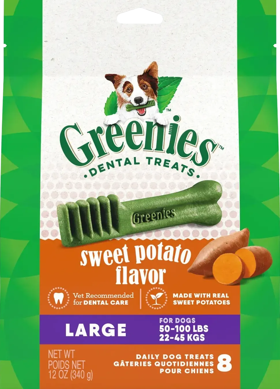 Greenies Sweet Potato Dog Dental Treats Large 12-oz 8 Count