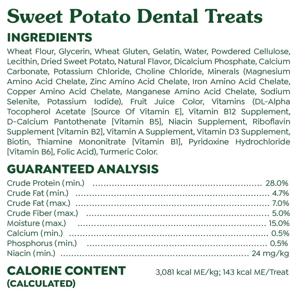 Greenies Sweet Potato Dog Dental Treats Large 12-oz 8 Count