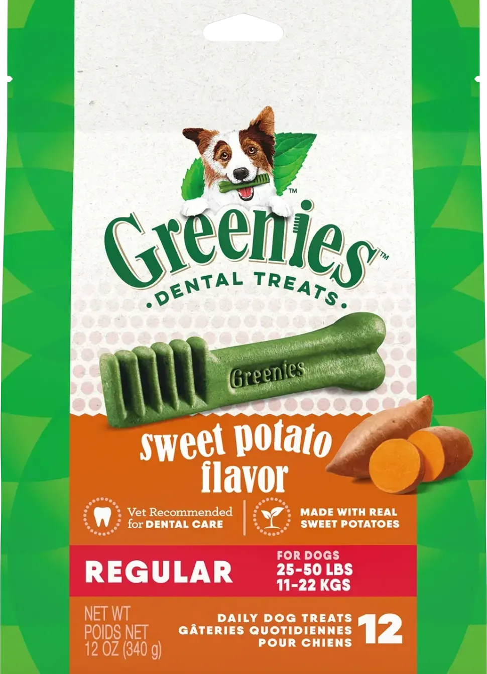 Greenies Sweet Potato Dog Dental Treats Regular 12-oz 12 Count