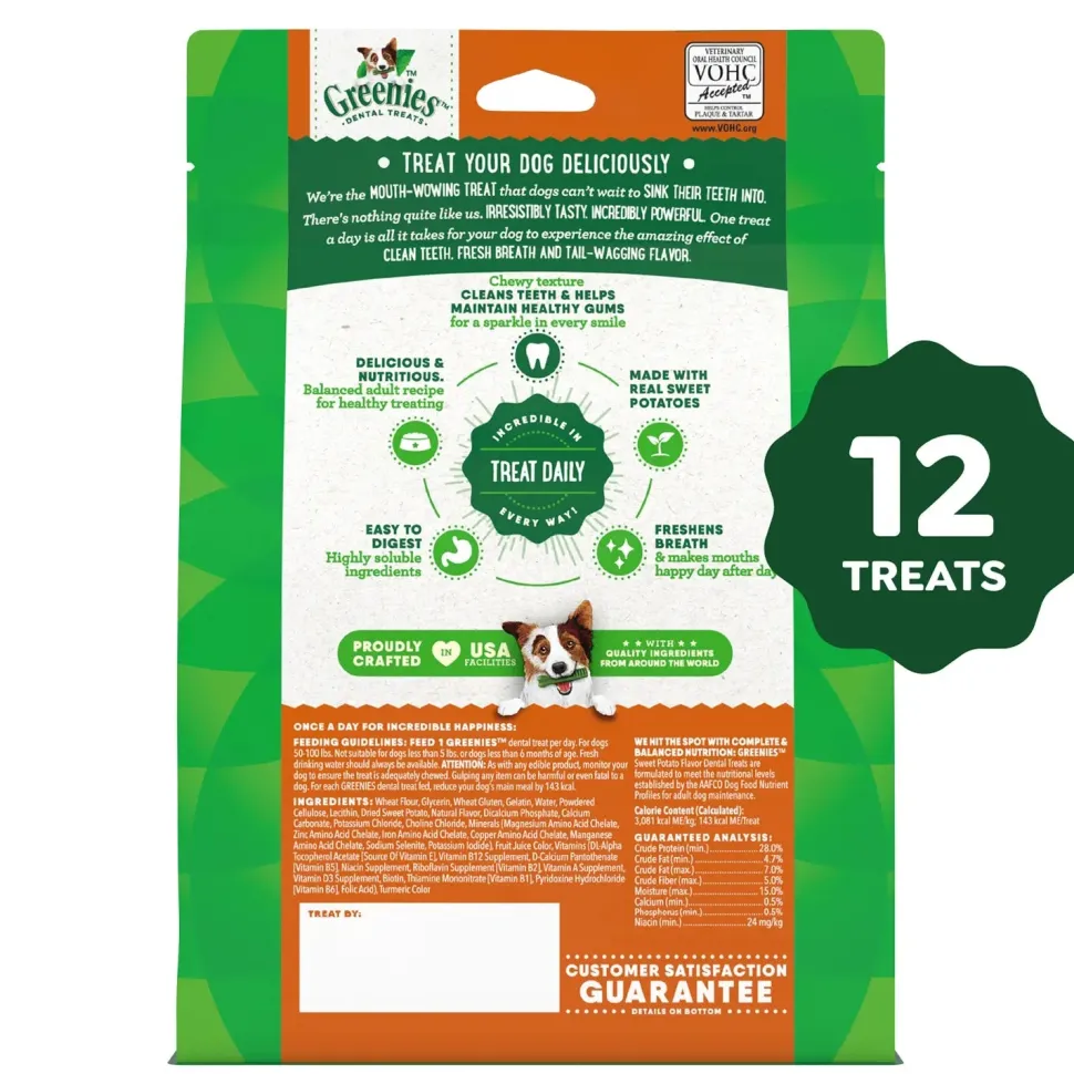 Greenies Sweet Potato Dog Dental Treats Regular 12-oz 12 Count
