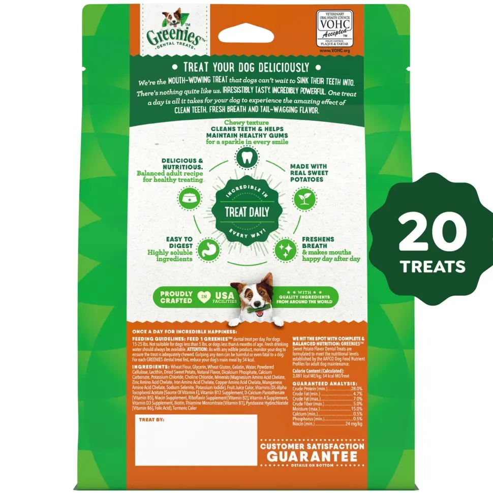 Greenies Sweet Potato Dog Dental Treats Petite 12-oz 20 Count
