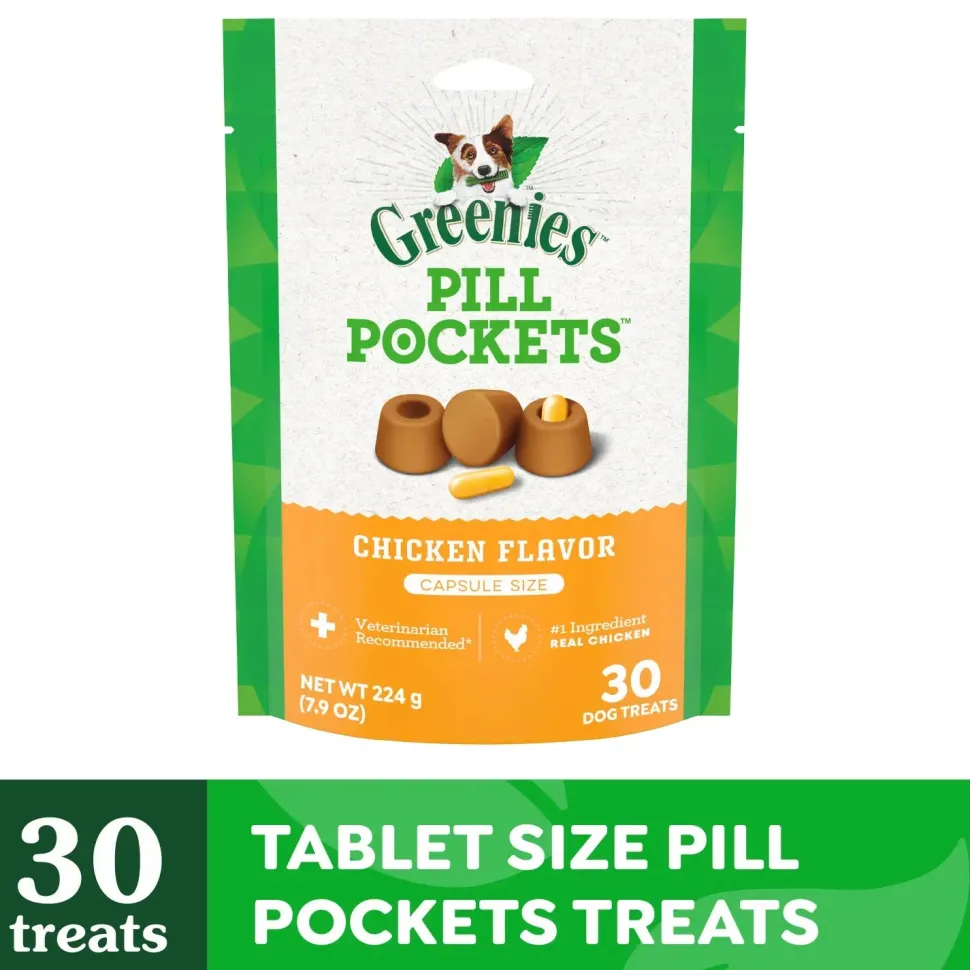 Greenies Tablet Pill Pockets Dog Treats Chicken 3.2-oz 30 Count