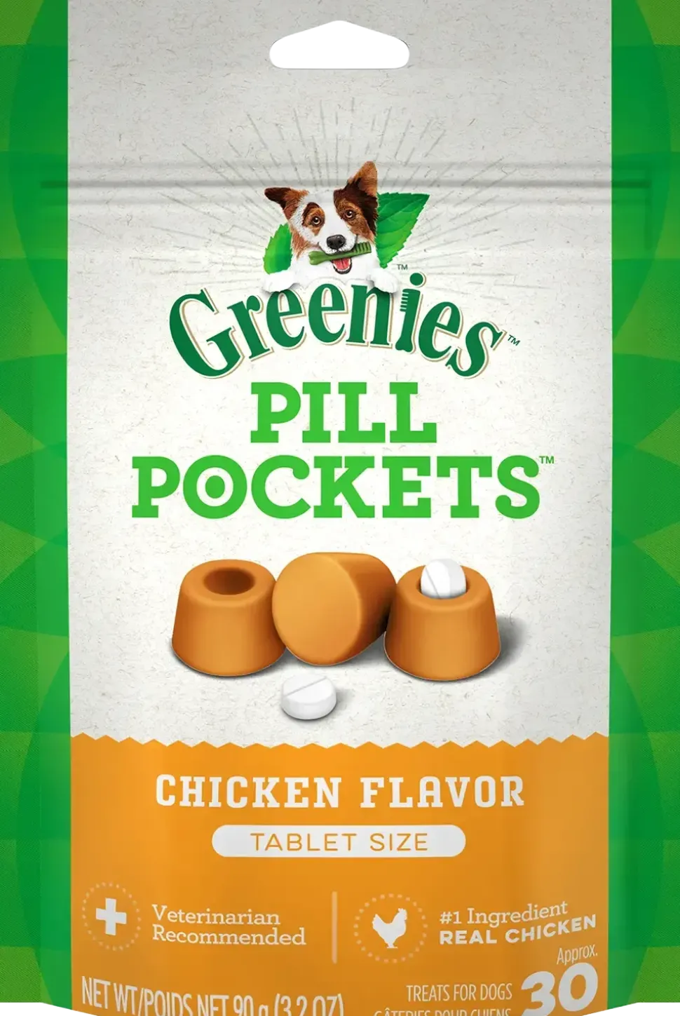 Greenies Tablet Pill Pockets Dog Treats Chicken 3.2-oz 30 Count