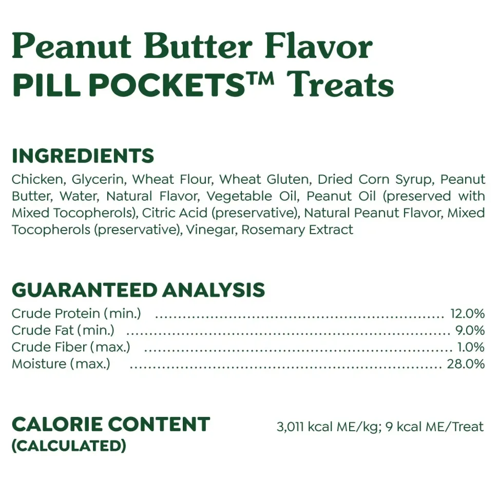 Greenies Tablet Pill Pockets Dog Treats Peanut Butter 3.2-oz 30 Count