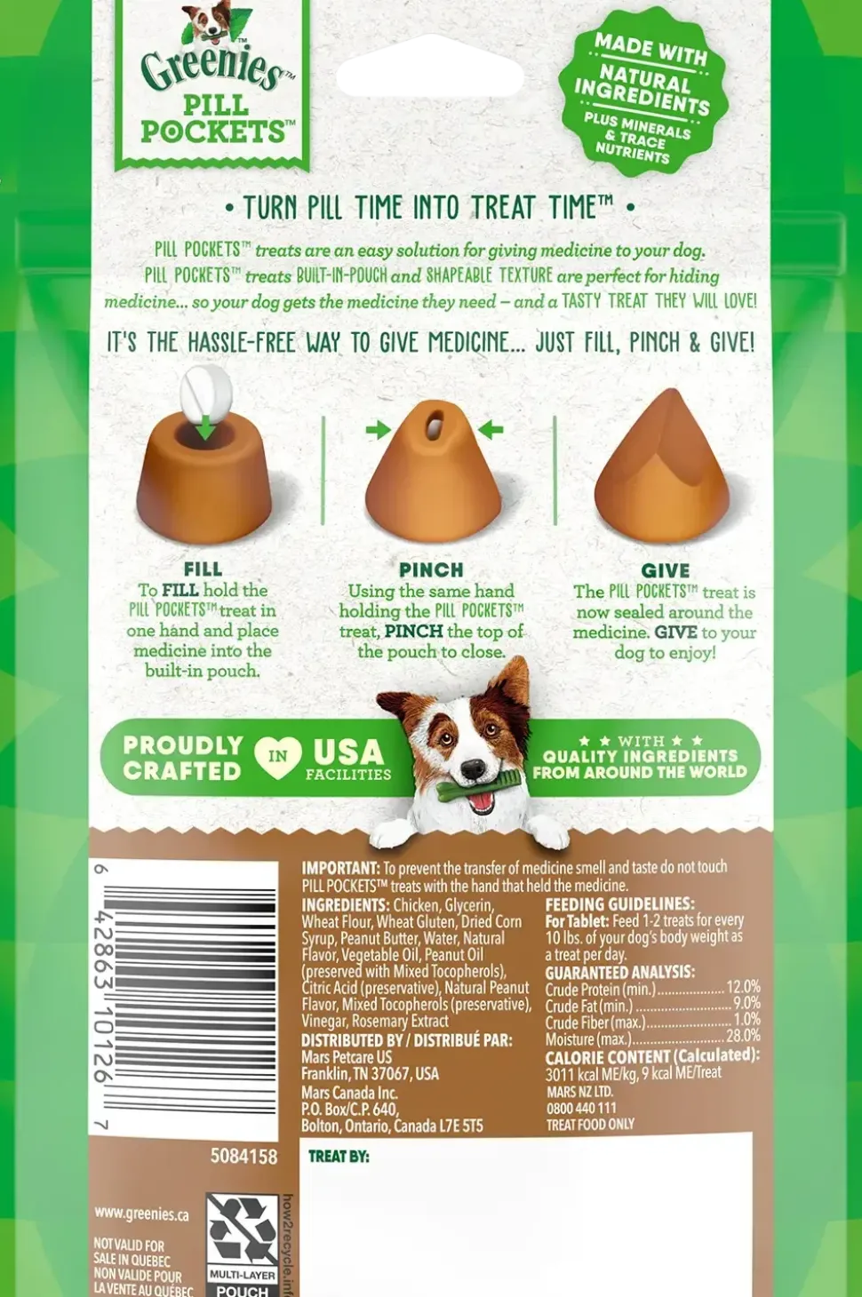 Greenies Tablet Pill Pockets Dog Treats Peanut Butter 3.2-oz 30 Count