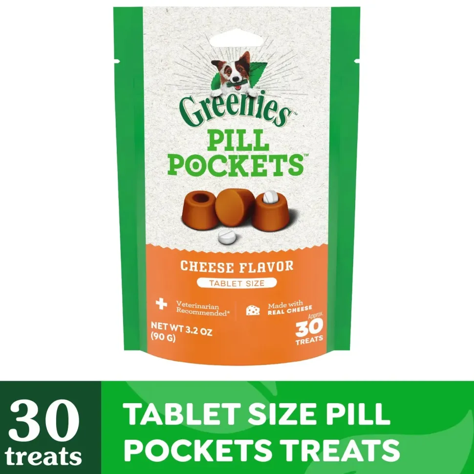 Greenies Tablet Pill Pockets Dog Treats Cheese 3.2-oz 30 Count