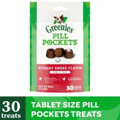 Greenies Tablet Pill Pockets Dog Treats Hickory Smoke 3.2-oz 30 Count