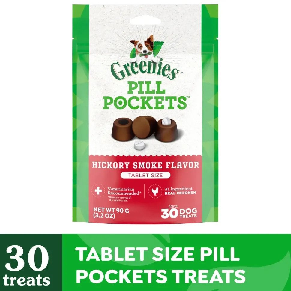 Greenies Tablet Pill Pockets Dog Treats Hickory Smoke 3.2-oz 30 Count